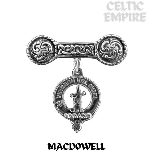 MacDowall Family Clan Crest Iona Bar Brooch - Sterling Silver