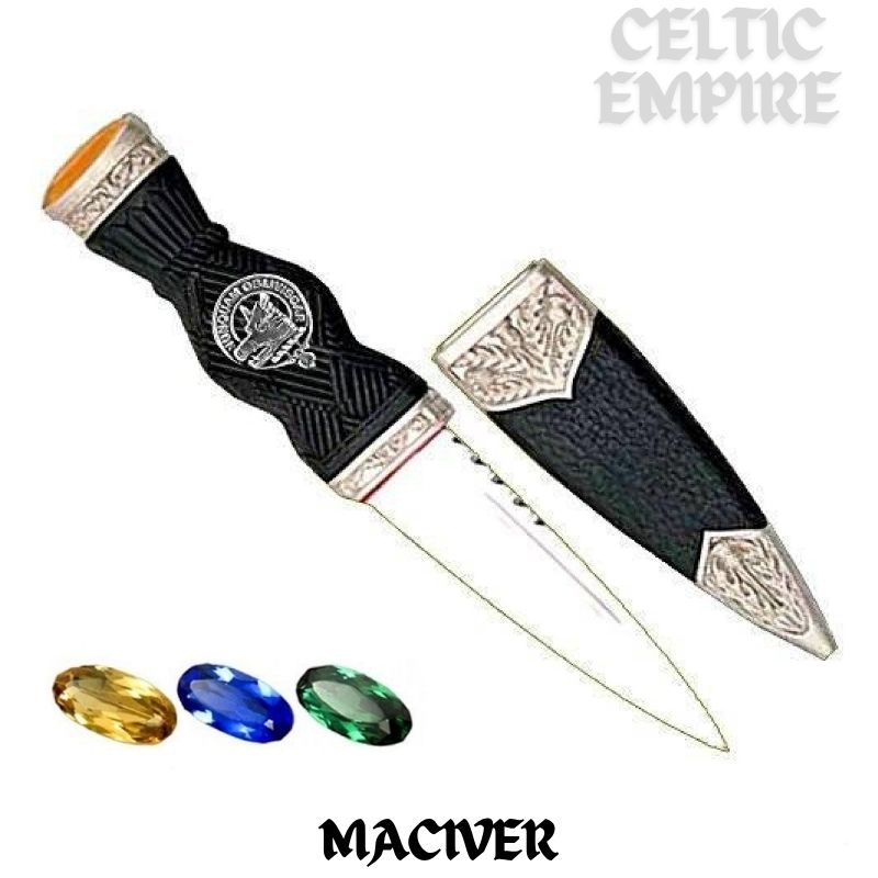 MacIver Family Clan Crest Sgian Dubh, Scottish Knife