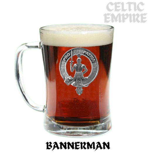 Bannerman Family Clan Crest Badge Glass Beer Mug