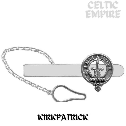 Kirkpatrick Family Clan Crest Scottish Button Loop Tie Bar Sterling silver