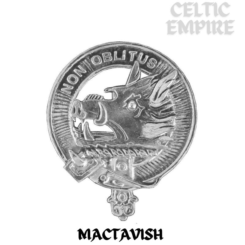 MacTavish Family Clan Crest Scottish Button Loop Tie Bar Sterling silver