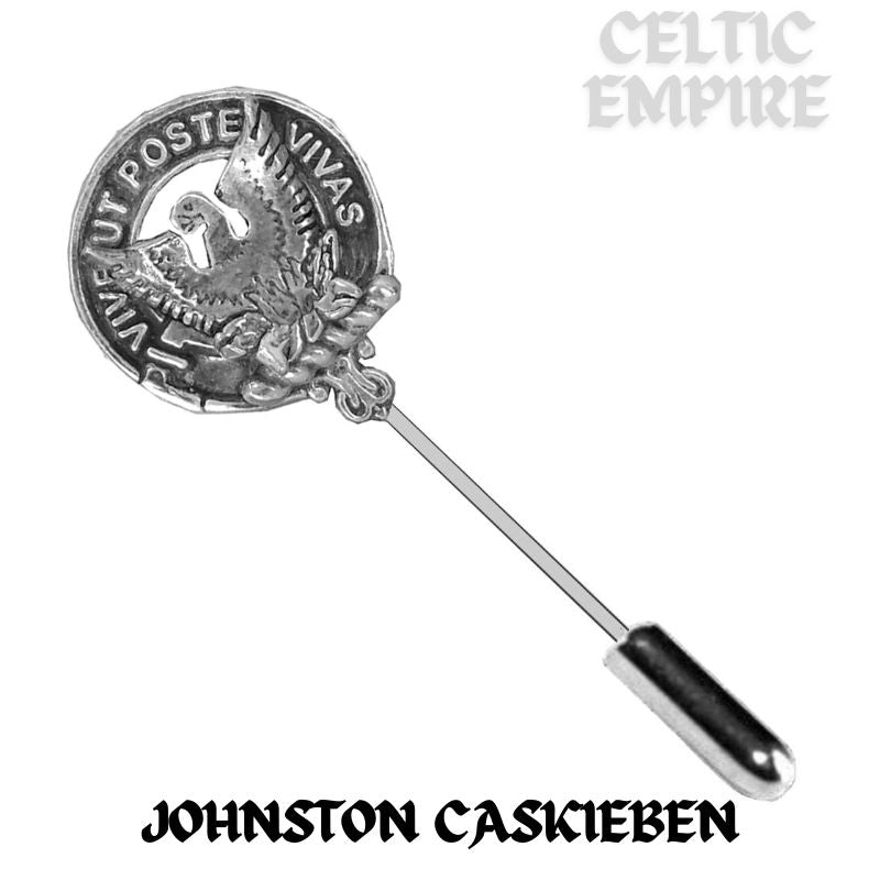 Johnston (Caskieben) Family Clan Crest Stick or Cravat pin, Sterling Silver