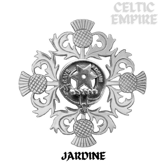 Jardine Family Clan Crest Scottish Four Thistle Brooch