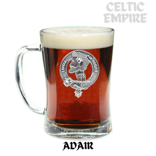 Adair Family Clan Crest Badge Glass Beer Mug