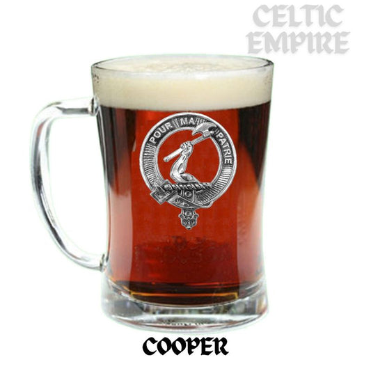 Cooper Family Clan Crest Badge Glass Beer Mug