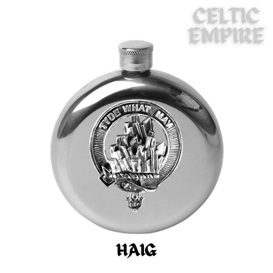 Haig Round Family Clan Crest Scottish Badge 5oz  Flask