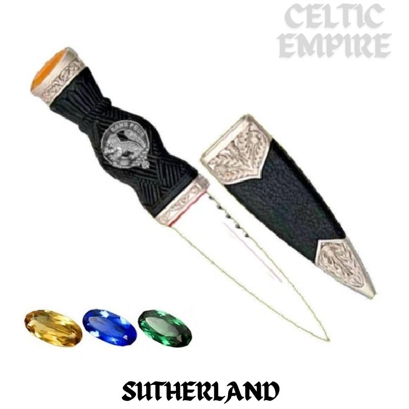 Sutherland Family Clan Crest Sgian Dubh, Scottish Knife