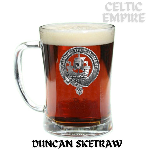 Duncan Sketraw Family Clan Crest Badge Glass Beer Mug
