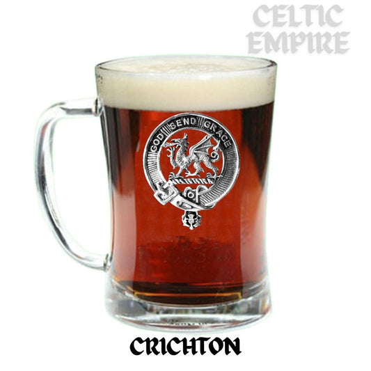 Crichton Family Clan Crest Badge Glass Beer Mug