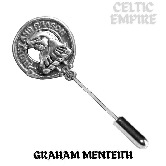 Graham Menteith Family Clan Crest Stick or Cravat pin, Sterling Silver