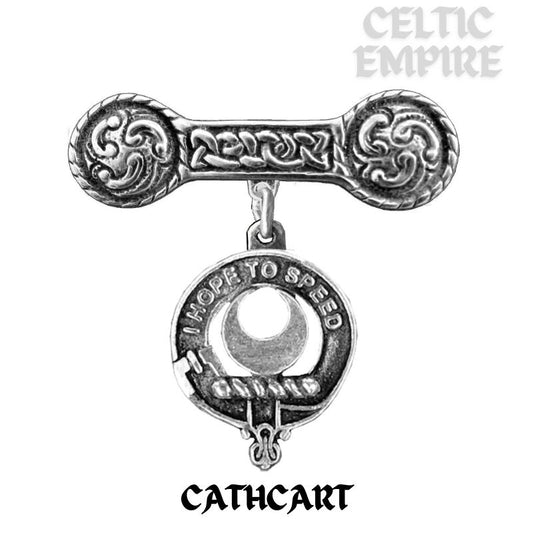 Cathcart Family Clan Crest Iona Bar Brooch - Sterling Silver