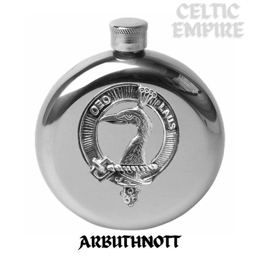 Arbuthnott Round Family Clan Crest Scottish Badge Flask 5oz
