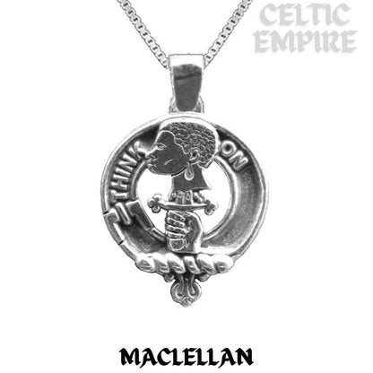 MacLellan Large 1" Scottish Family Clan Crest Pendant - Sterling Silver