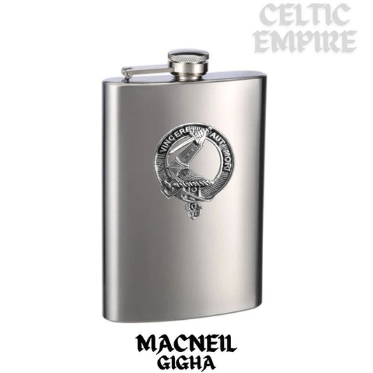 MacNeill Gigha & Colonsay 8oz Family Clan Crest Scottish Badge Stainless Steel Flask