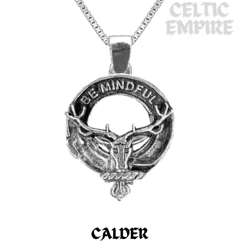 Calder Large 1" Scottish Family Clan Crest Pendant - Sterling Silver