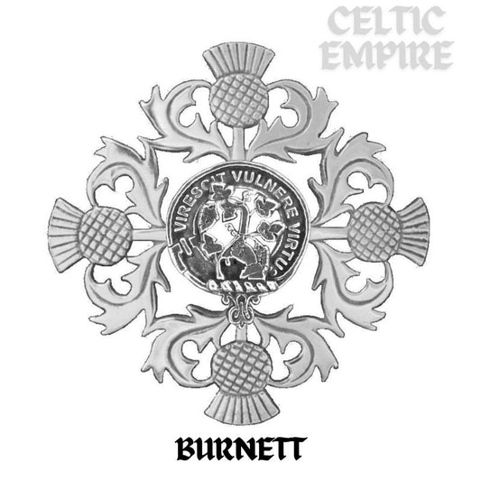 Burnett Family Clan Crest Scottish Four Thistle Brooch