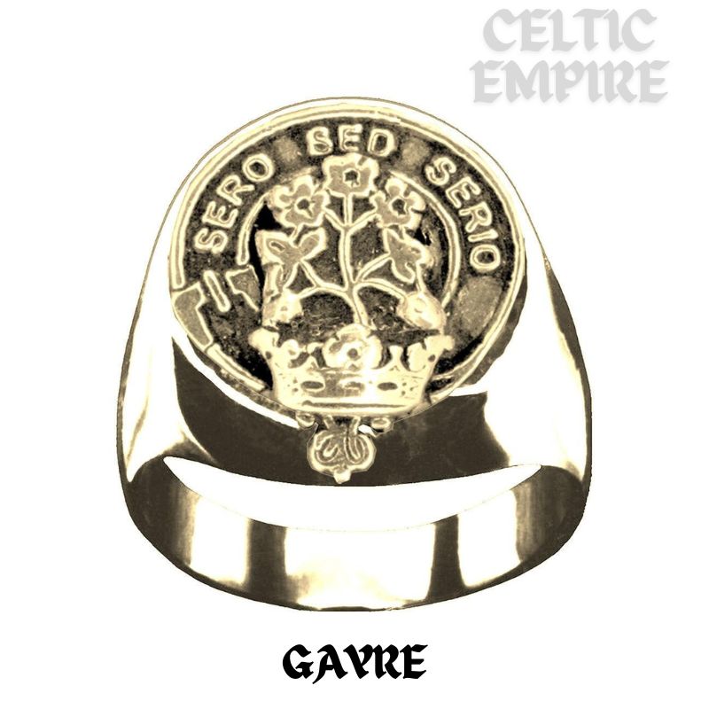 Gayre Scottish Family Clan Crest Ring  ~  Sterling Silver and Karat Gold