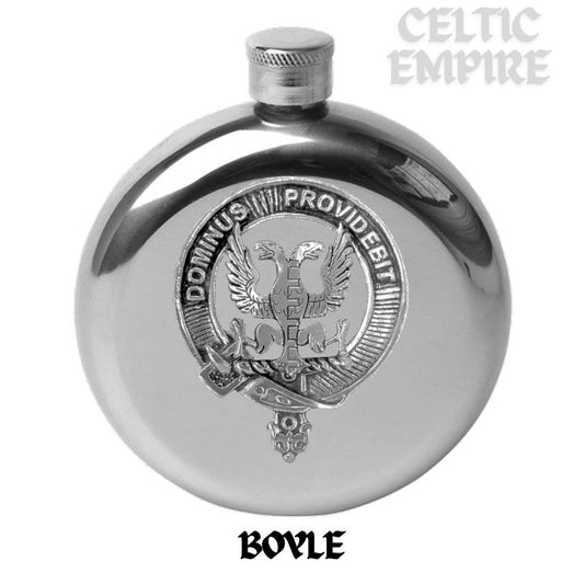 Boyle Round Family Clan Crest Scottish Badge Flask 5oz