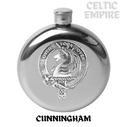 Cunningham Round Family Clan Crest Scottish Badge Flask 5oz