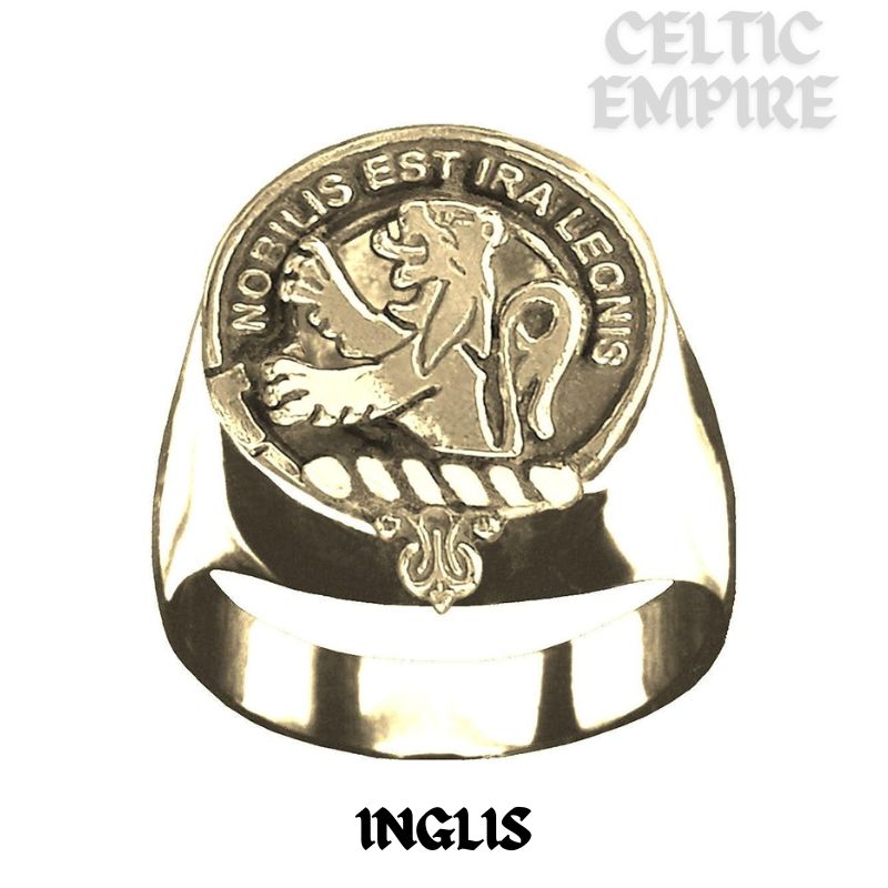 Inglis Scottish Family Clan Crest Ring Sterling Silver and Karat Gold