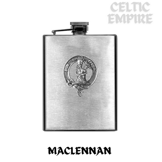 MacLennan 8oz Family Clan Crest Scottish Badge Stainless Steel Flask