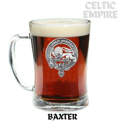 Baxter Family Clan Crest Badge Glass Beer Mug