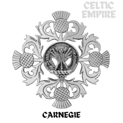 Carnegie Family Clan Crest Scottish Four Thistle Brooch
