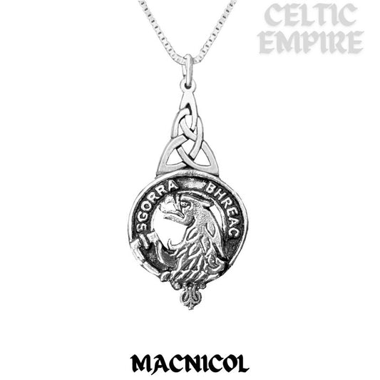 MacNicol Family Clan Crest Interlace Drop Pendant