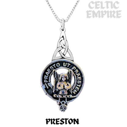 Preston Family Clan Crest Interlace Drop Pendant