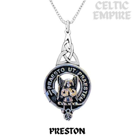 Preston Family Clan Crest Interlace Drop Pendant