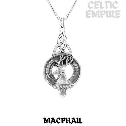 MacPhail Family Clan Crest Interlace Drop Pendant