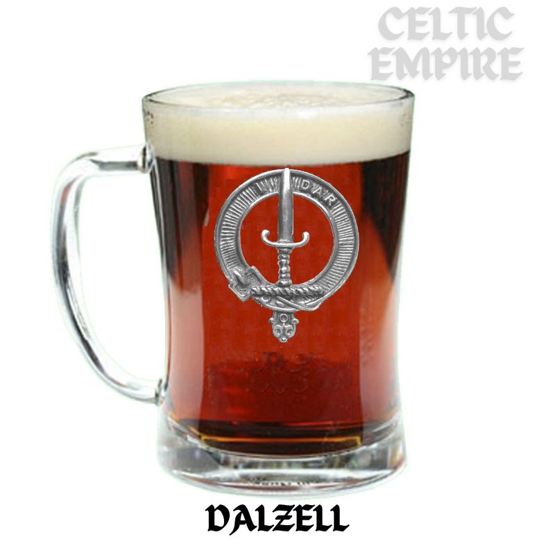 Dalzell Family Clan Crest Badge Glass Beer Mug