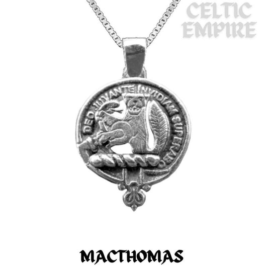MacThomas Large 1" Scottish Family Clan Crest Pendant - Sterling Silver