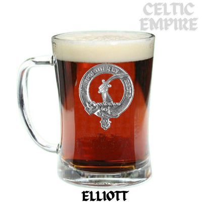 Elliott Family Clan Crest Badge Glass Beer Mug