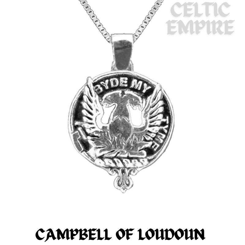Campbell Loudoun Large 1" Scottish Family Clan Crest Pendant - Sterling Silver