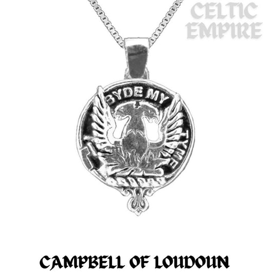 Campbell Loudoun Large 1" Scottish Family Clan Crest Pendant - Sterling Silver