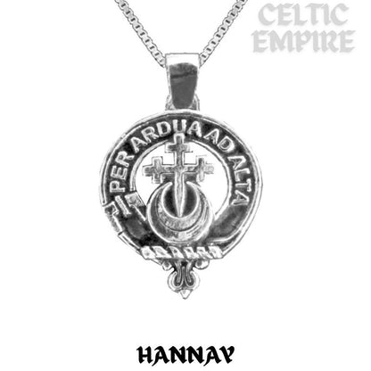 Hannay Large 1" Scottish Family Clan Crest Pendant - Sterling Silver