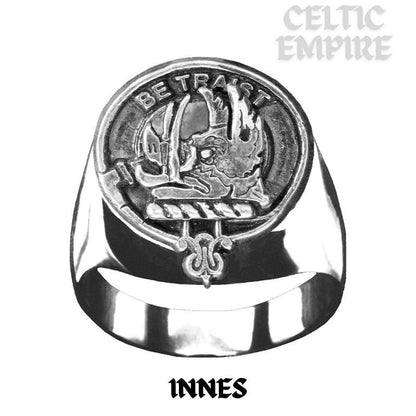 Innes Scottish Family Clan Crest Ring Sterling Silver and Karat Gold