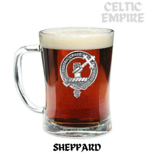 Sheppard Family Clan Crest Badge Glass Beer Mug