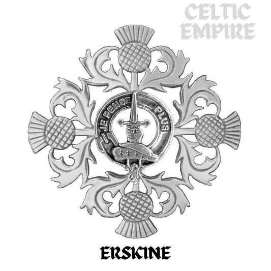 Erskine Family Clan Crest Scottish Four Thistle Brooch