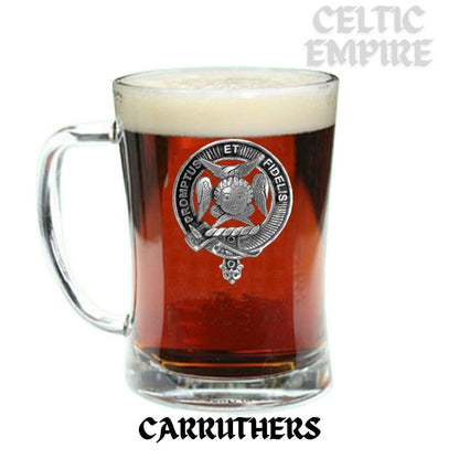 Carruthers Family Clan Crest Badge Glass Beer Mug