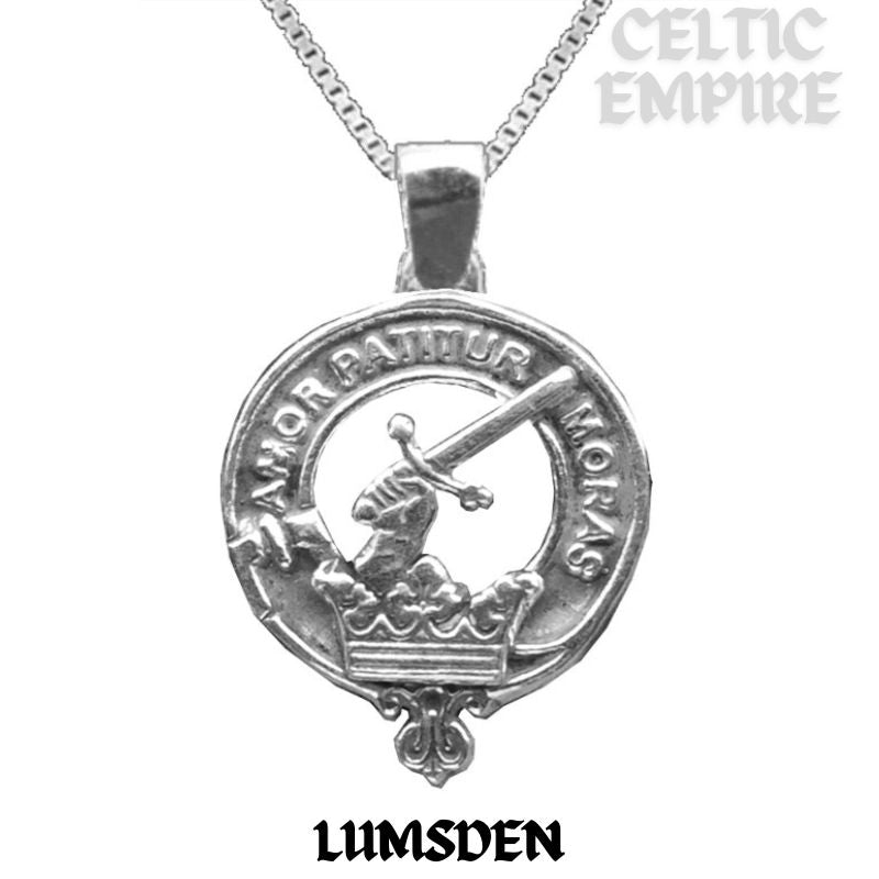 Lumsden Large 1" Scottish Family Clan Crest Pendant - Sterling Silver