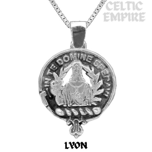 Lyon Large 1" Scottish Family Clan Crest Pendant - Sterling Silver