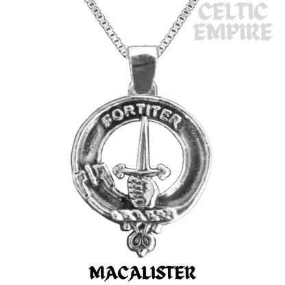 MacAlister Large 1" Scottish Family Clan Crest Pendant - Sterling Silver