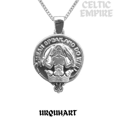 Urquhart Large 1" Scottish Family Clan Crest Pendant - Sterling Silver