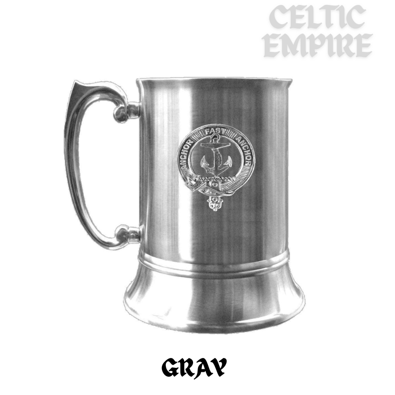 Gray Scottish Family Clan Crest Badge Tankard