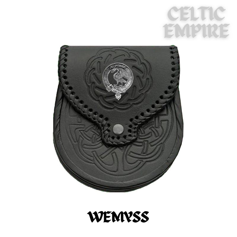 Wemyss Scottish Family Clan Badge Sporran, Leather