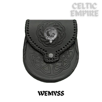 Wemyss Scottish Family Clan Badge Sporran, Leather