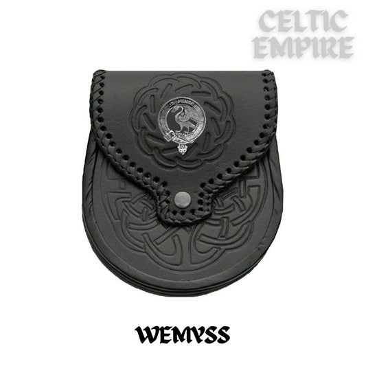 Wemyss Scottish Family Clan Badge Sporran, Leather