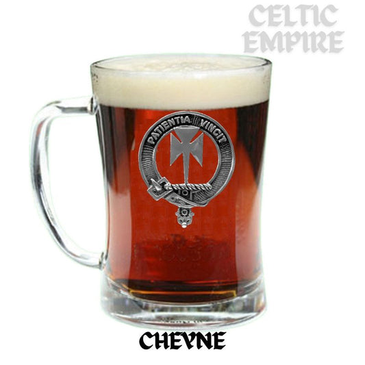 Cheyne Family Clan Crest Badge Glass Beer Mug